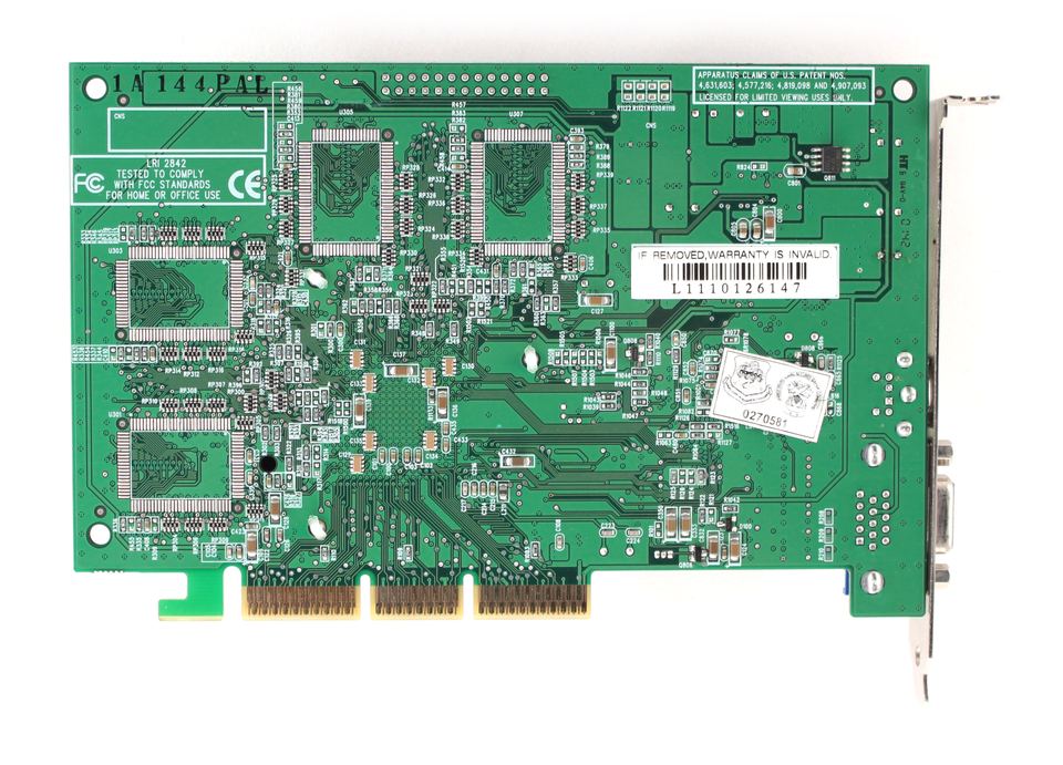 Rear view of nVidia GeForce 2 Ti board