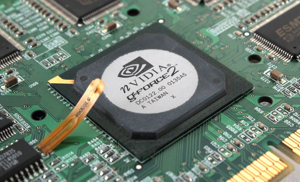 Chip close-up on nVidia GeForce 2 Ti board