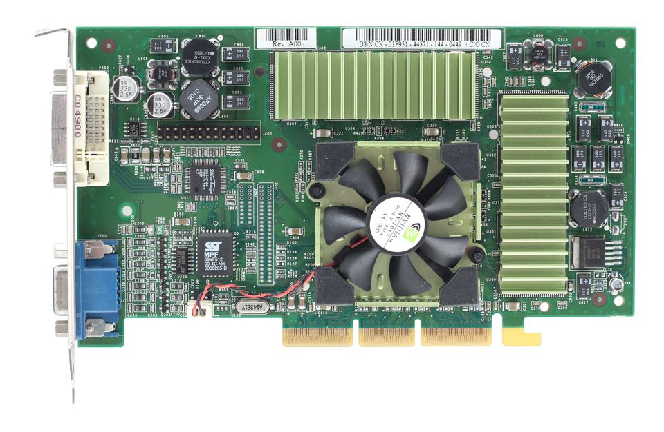 Representative nVidia GeForce 2 Ultra board physical card, photographed from the front
