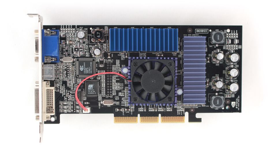 Representative nVidia GeForce 3 Ti 500 board physical card, photographed from the front
