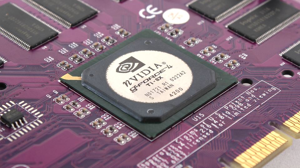 Chip close-up on nVidia GeForce 4 Ti 4200 8X board