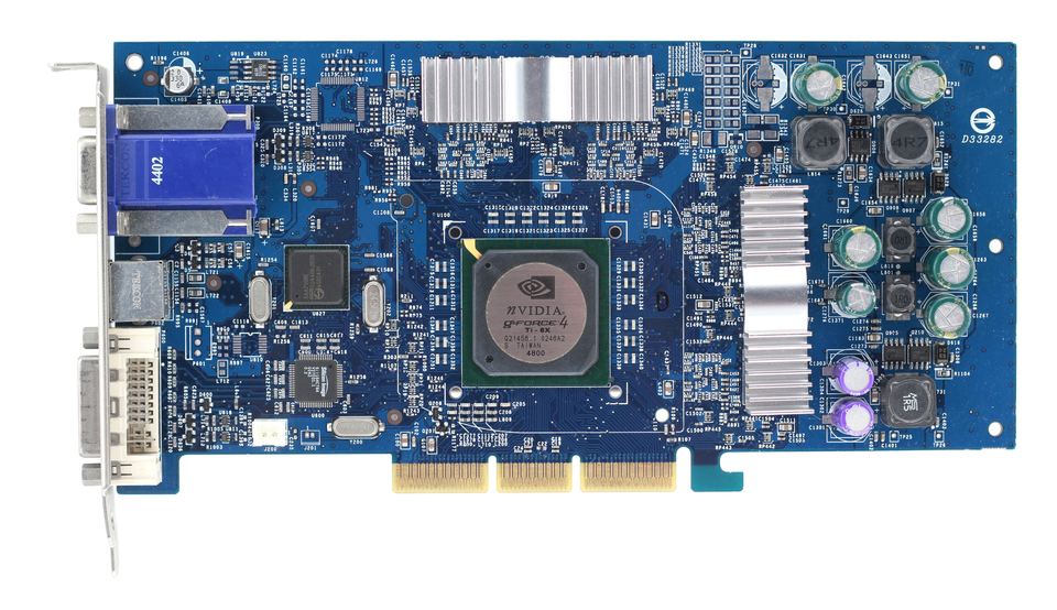 Exposed board of nVidia GeForce 4 Ti 4800 board
