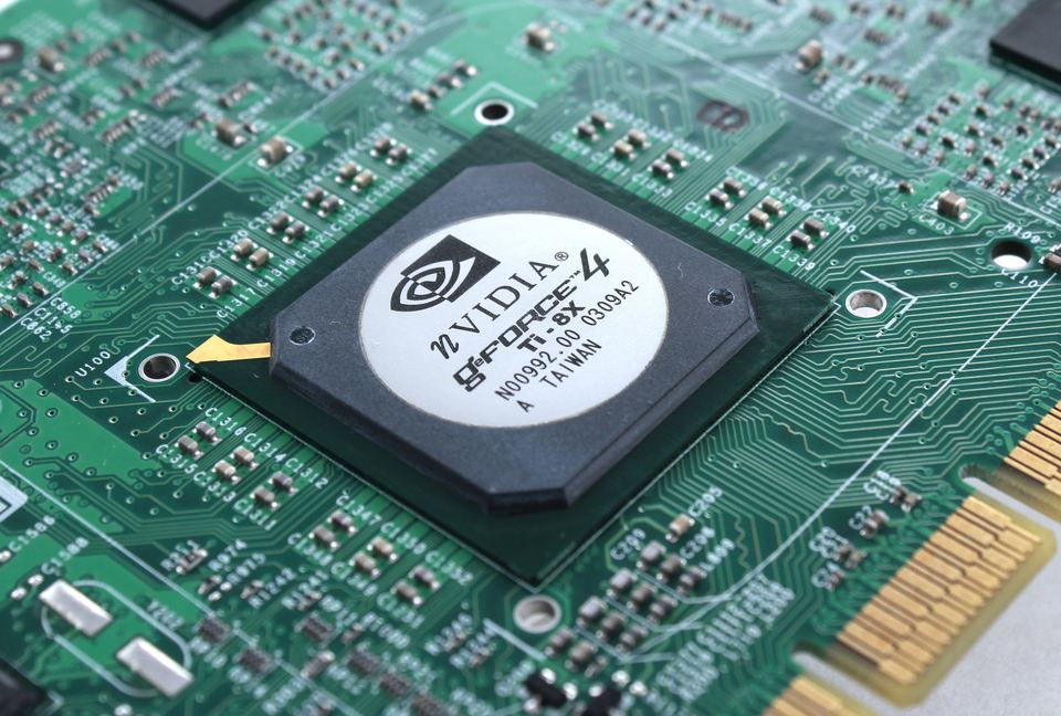 Close view of the NVIDIA GeForce4 Ti-8X chip on the ELSA Gladiac 728 board