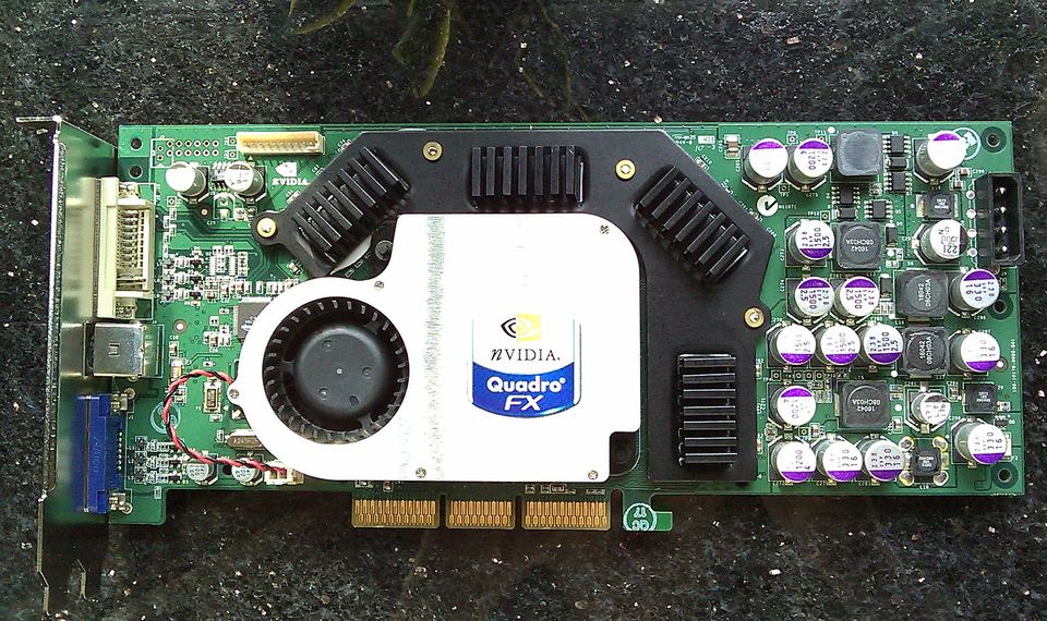 Representative NVIDIA Quadro FX 3000 engineering-sample AGP board physical card, photographed from the front