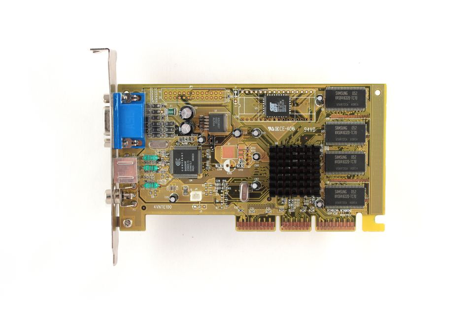 Representative nVidia RIVA TNT2 M64 board physical card, photographed from the front