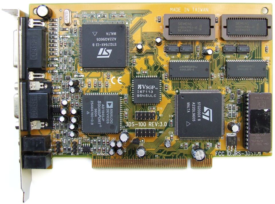 Representative Yuan 3DS-100 STG-2000 PCI board physical card, photographed from the front