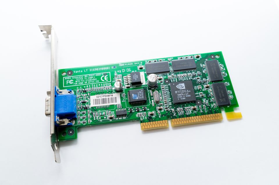 Representative NVIDIA Vanta LT AGP board physical card, photographed from the front