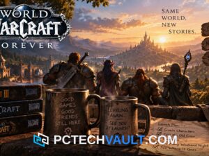 World of Warcraft Forever key art with PCTECHVAULT.COM mark
