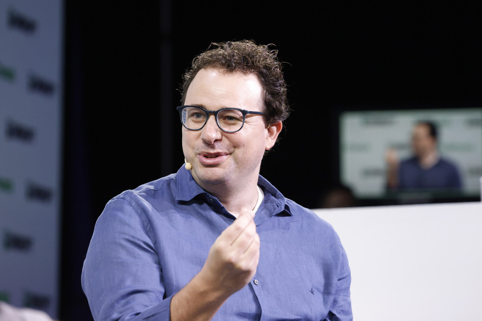 Anthropic CEO Dario Amodei speaking at TechCrunch Disrupt 2023