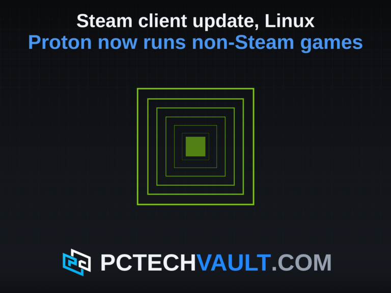 Nested rectangles, one layer inside another, with the text Steam client update, Linux and Proton now runs non-Steam games