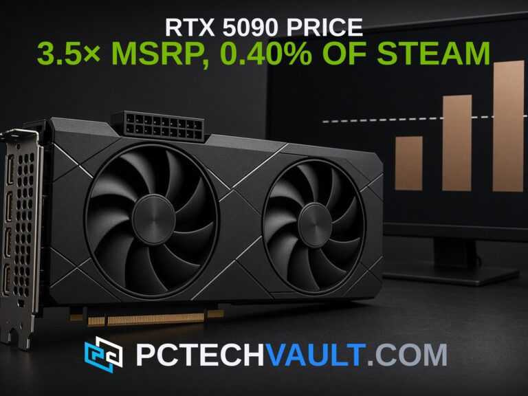RTX 5090 price: 3.5× MSRP, 0.40% of Steam