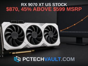 RX 9070 XT US stock: $870, 45% above $599 MSRP