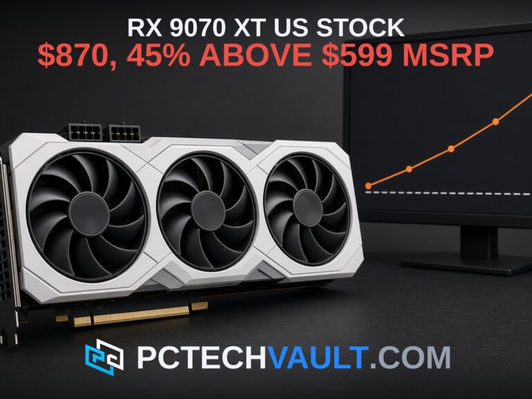 RX 9070 XT US stock: $870, 45% above $599 MSRP