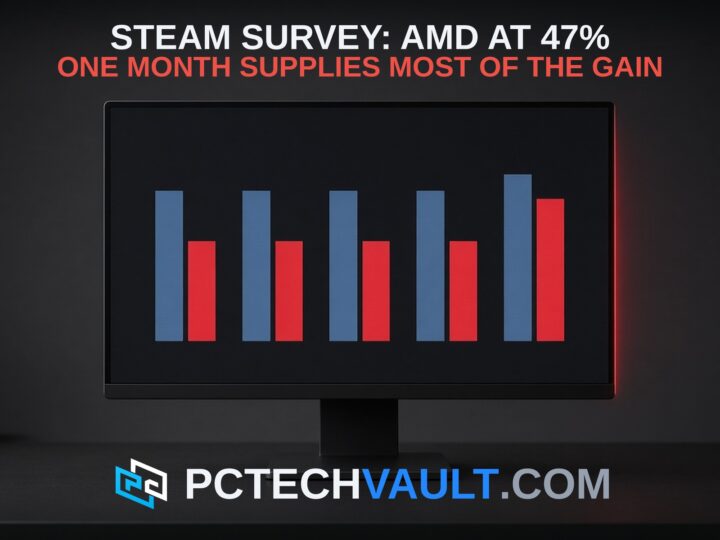 Steam survey, AMD at 47%: one month supplies most of the gain