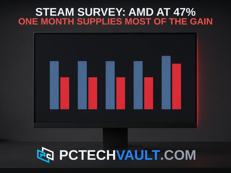 Steam survey, AMD at 47%: one month supplies most of the gain